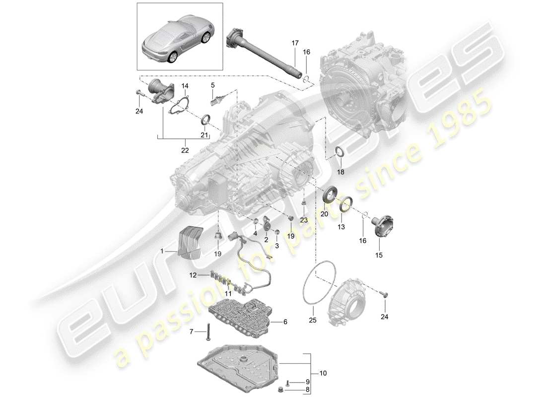porsche 2017 (718 cayman) - pdk - diagramma delle parti