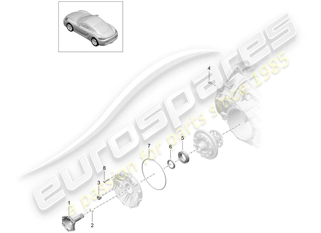 porsche 2017 (718 cayman) cambio manuale diagramma delle parti