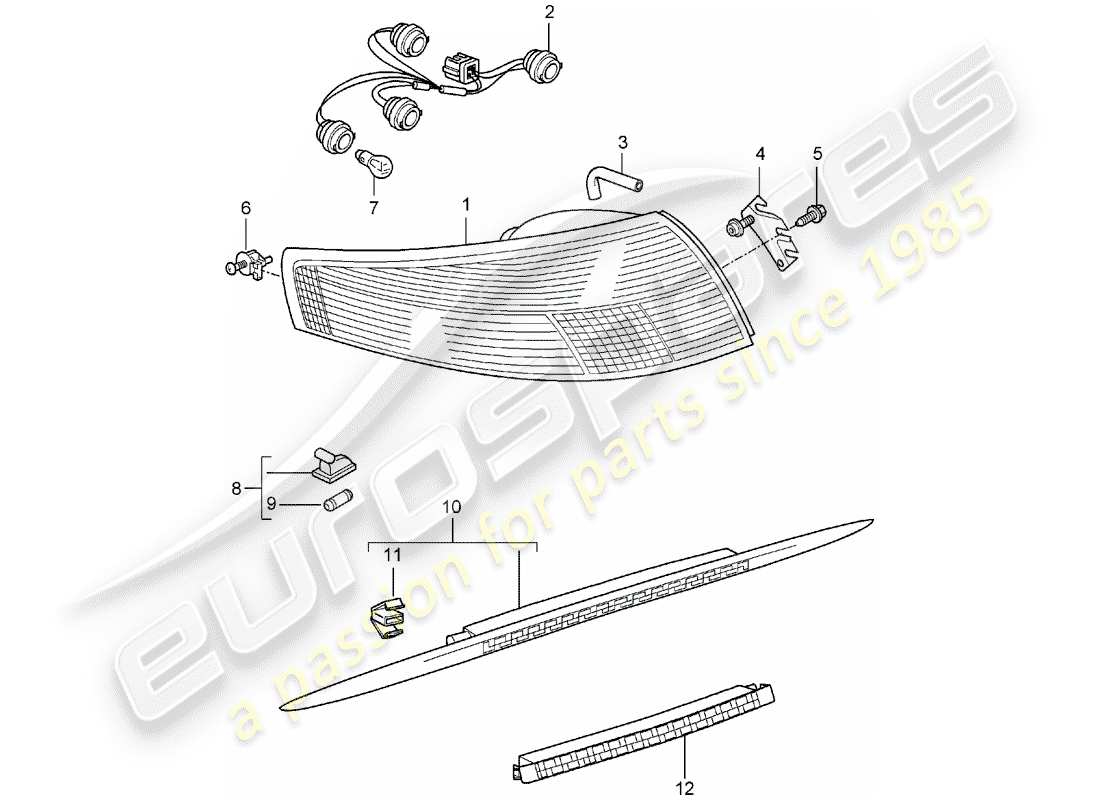porsche 2007 (997-1) schema delle parti luce posteriore
