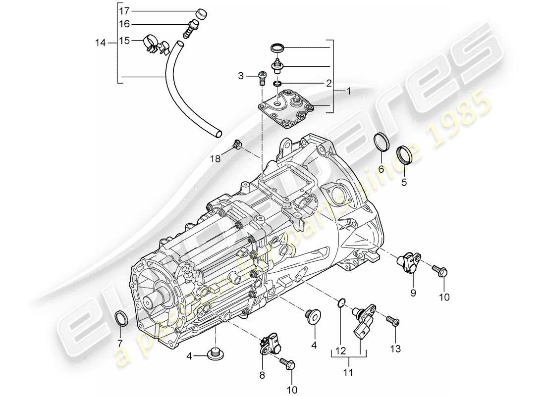 porsche 2010 (cayenne e1 9pa) trasmissione sostitutiva diagramma delle parti
