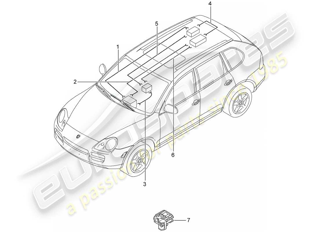 porsche 2004 (cayenne e1 9pa) fibra ottica leggera diagramma delle parti