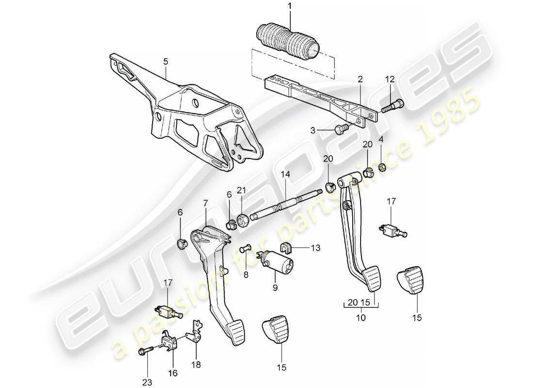 porsche 2005 (997-1) pedali diagramma delle parti