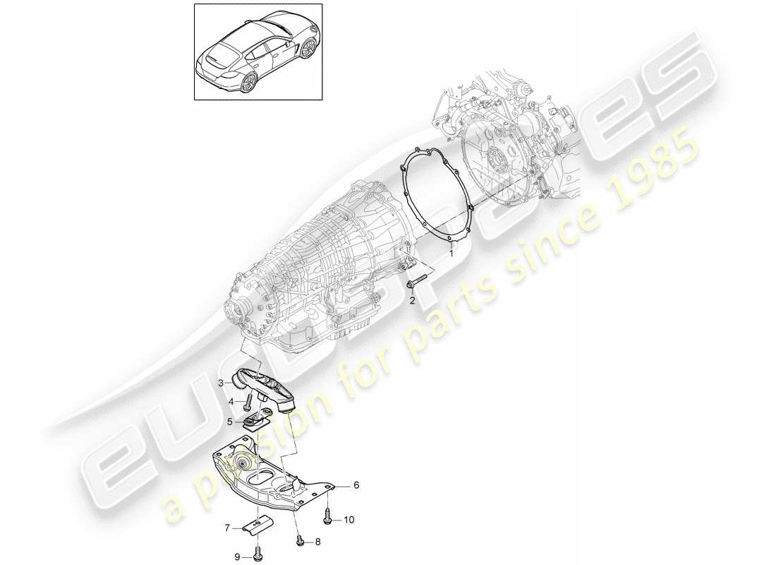 porsche 2013 (panamera 970) parti di montaggio per motore e schema delle parti