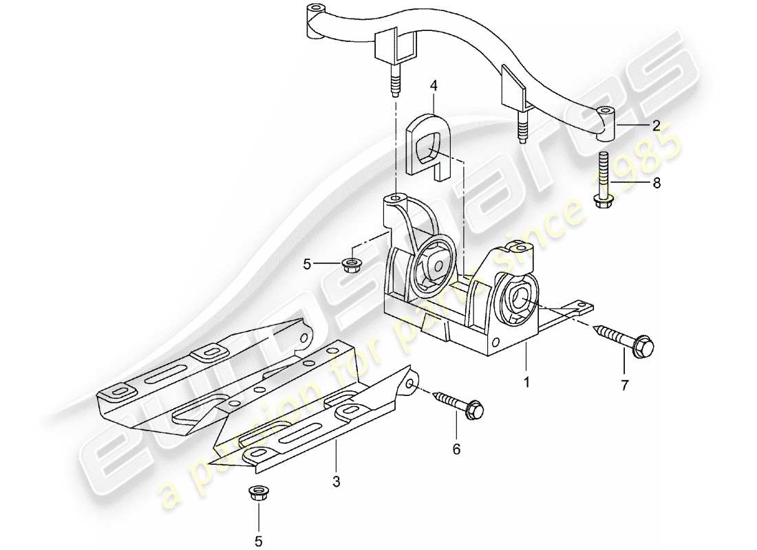 porsche 2003 (996 turbo / gt2) tiptronic - sospensione della trasmissione - e - montaggio - flangia intermedia schema delle parti