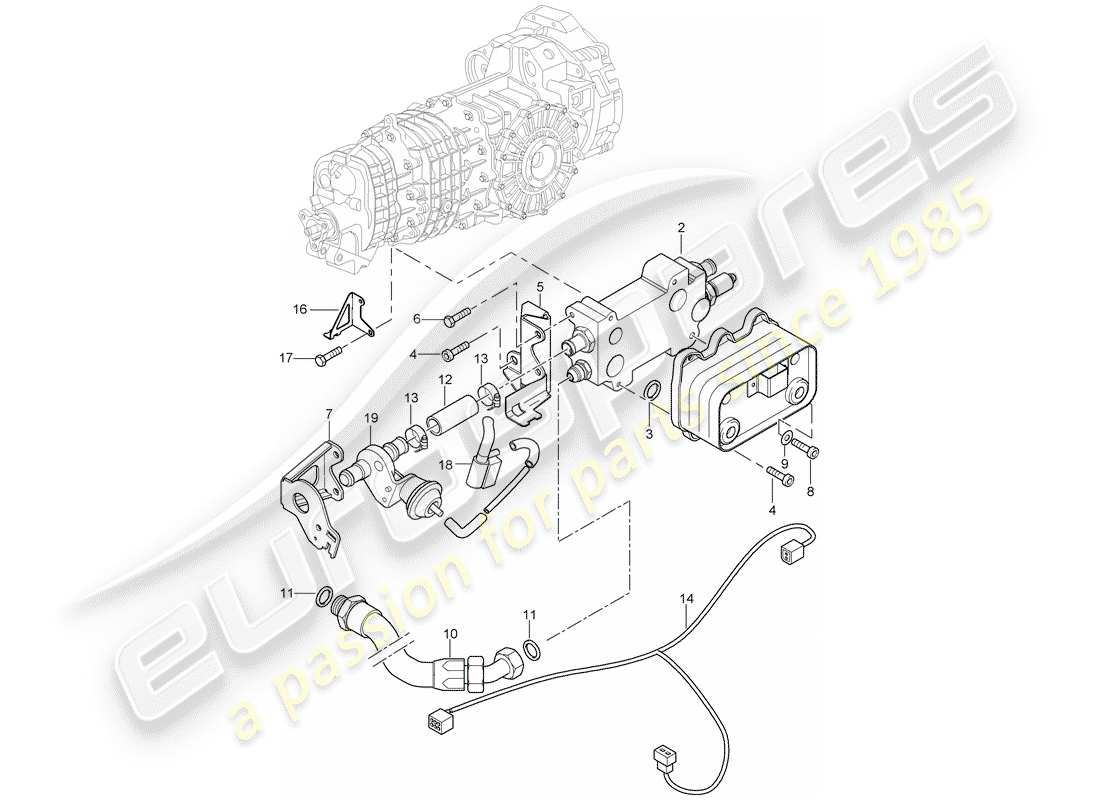 porsche 2003 (996 turbo / gt2) radiatore olio ingranaggi - linee schema delle parti