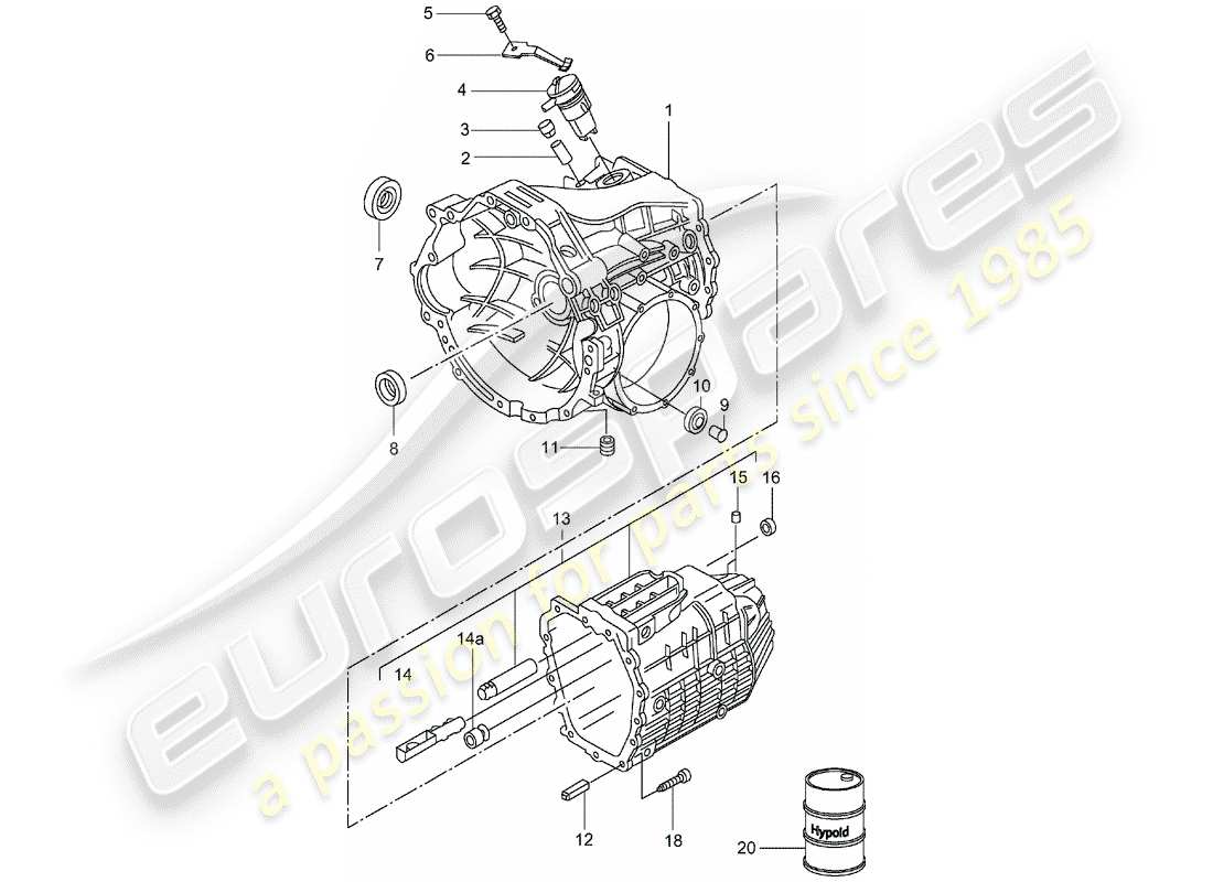 porsche 1999 (986 boxster) cambio - velocità 5 cambio manuale - - - scatola trasmissione diagramma delle parti
