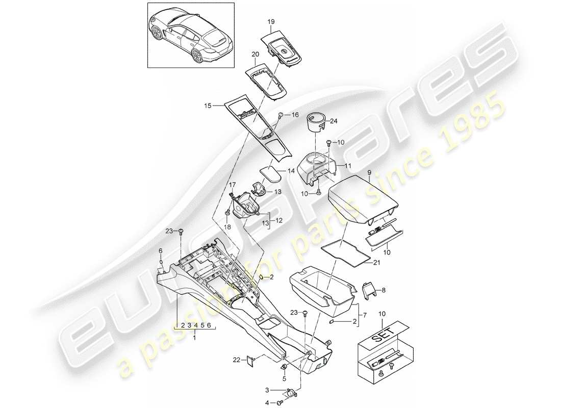 porsche 2014 (panamera 970) console centrale diagramma delle parti