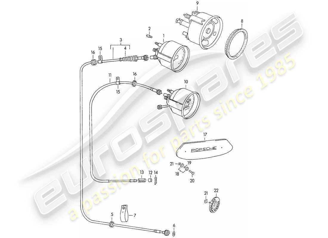 porsche 1956 (356/356a) strumenti diagramma delle parti