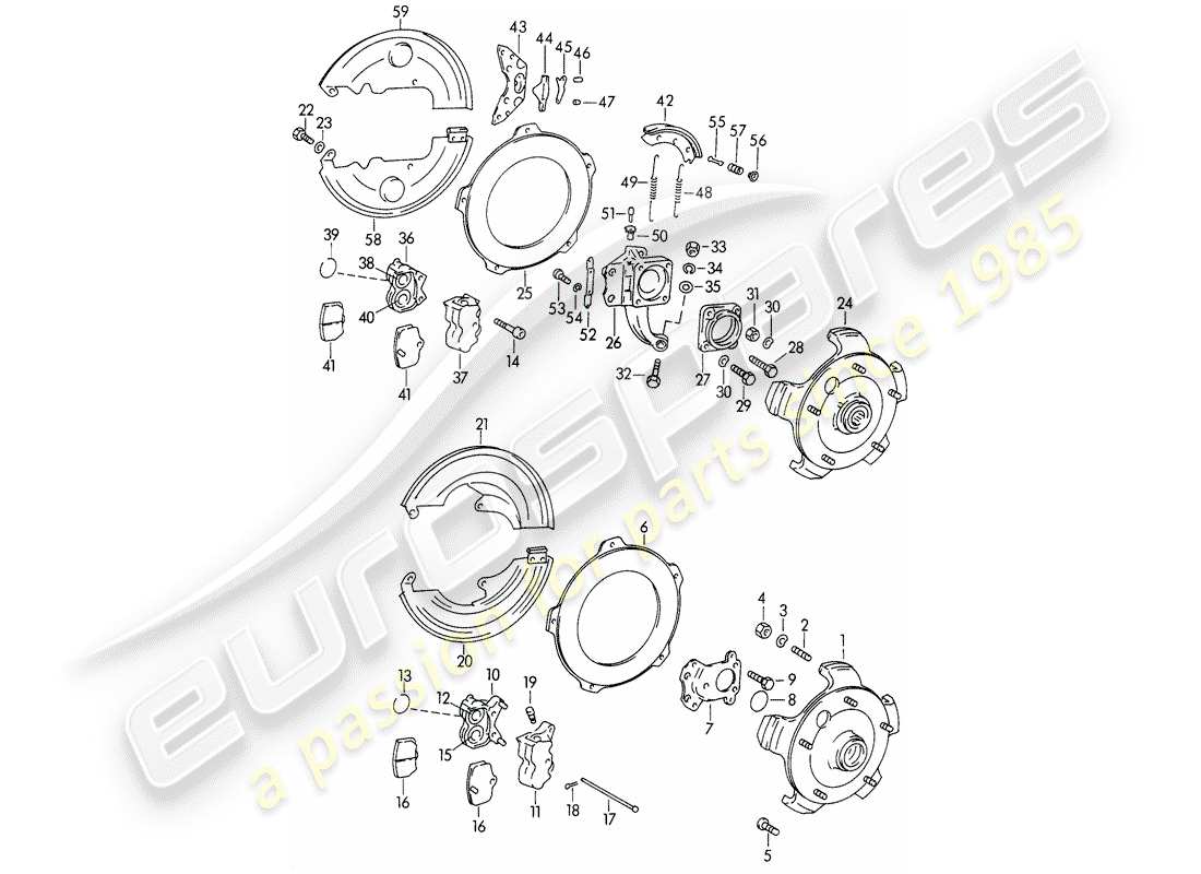 porsche 1963 (356b/356c) freno - d >> - mj 1963 diagramma delle parti