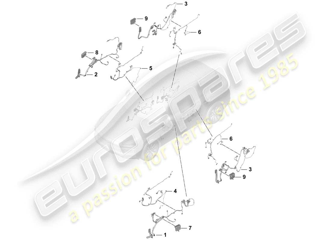 porsche 2020 (cayenne e3 9ya/9yb) cablaggi diagramma delle parti