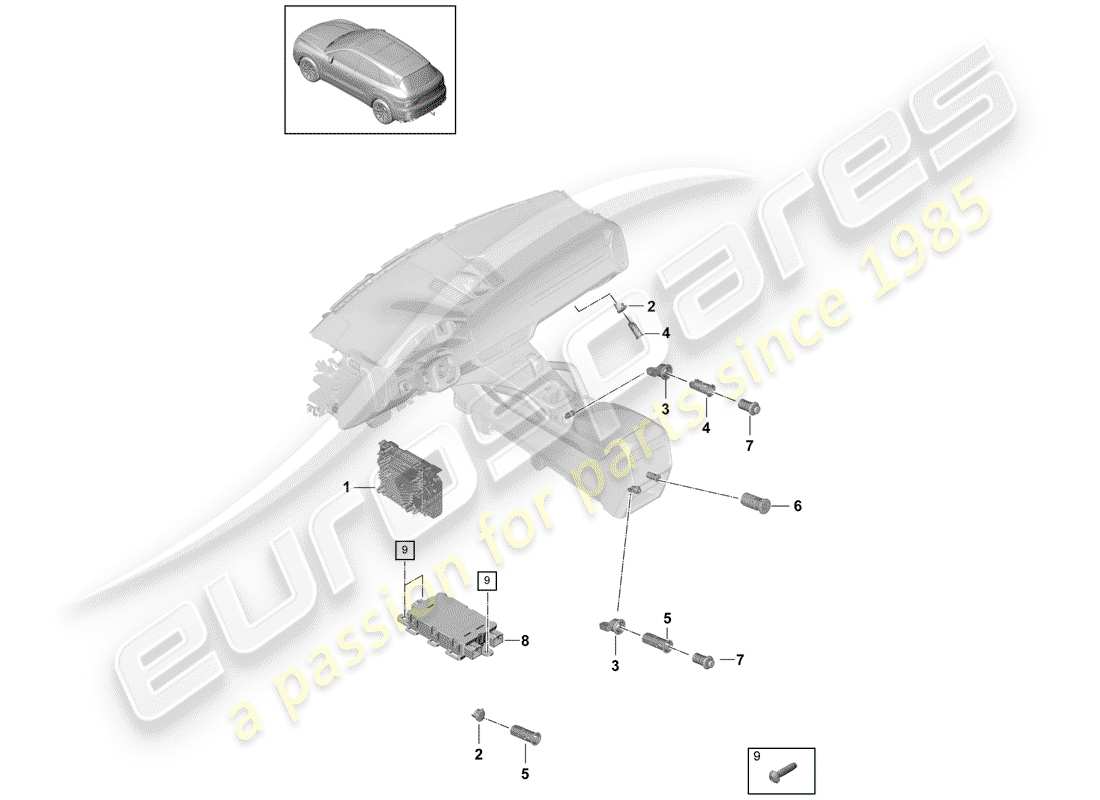 porsche 2020 (cayenne e3 9ya/9yb) diagramma delle parti del trasformatore di tensione