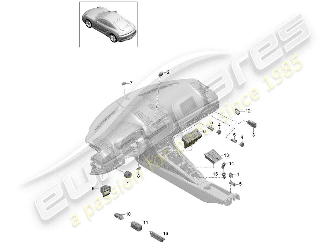 porsche 2015 (981 cayman) interruttore diagramma delle parti