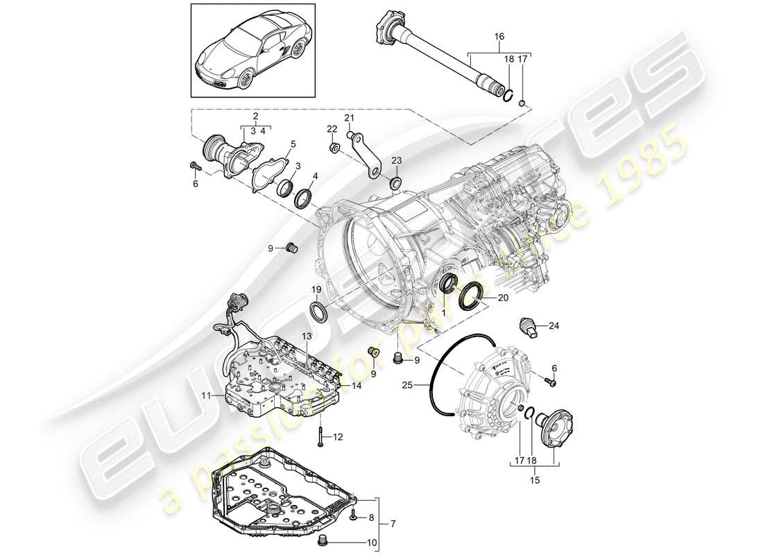 porsche 2011 (987 cayman) - pdk - diagramma delle parti