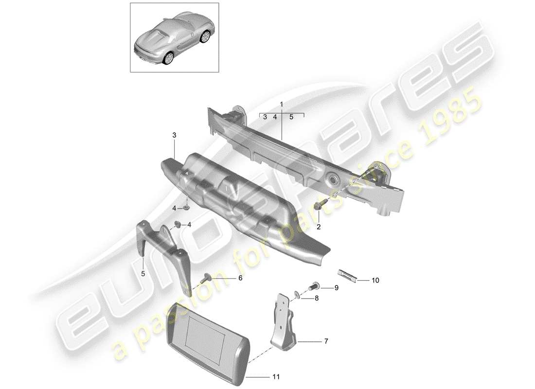 porsche 2016 (981 boxster spyder) staffa paraurti schema delle parti