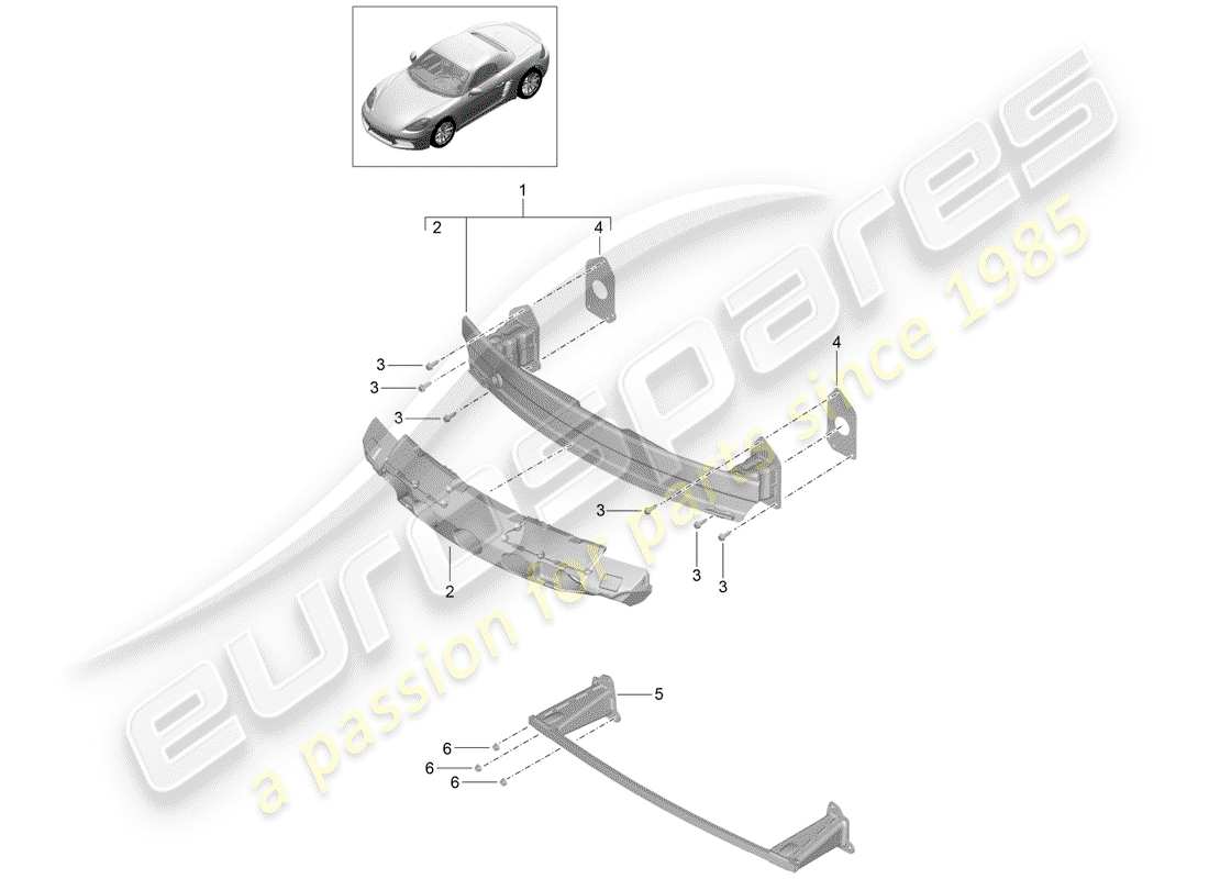 porsche 2018 (718 boxster) staffa paraurti schema delle parti
