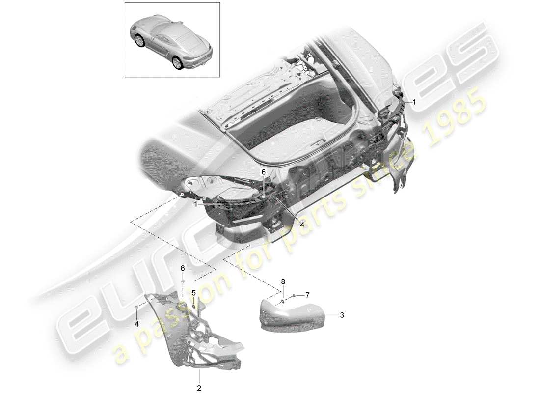 porsche 2017 (718 cayman) diagramma delle parti degli elementi di fissaggio