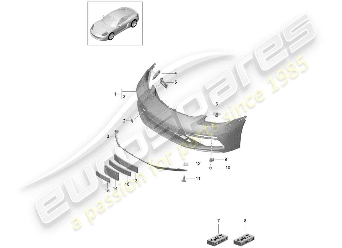 porsche 2017 (718 cayman) paraurti diagramma delle parti