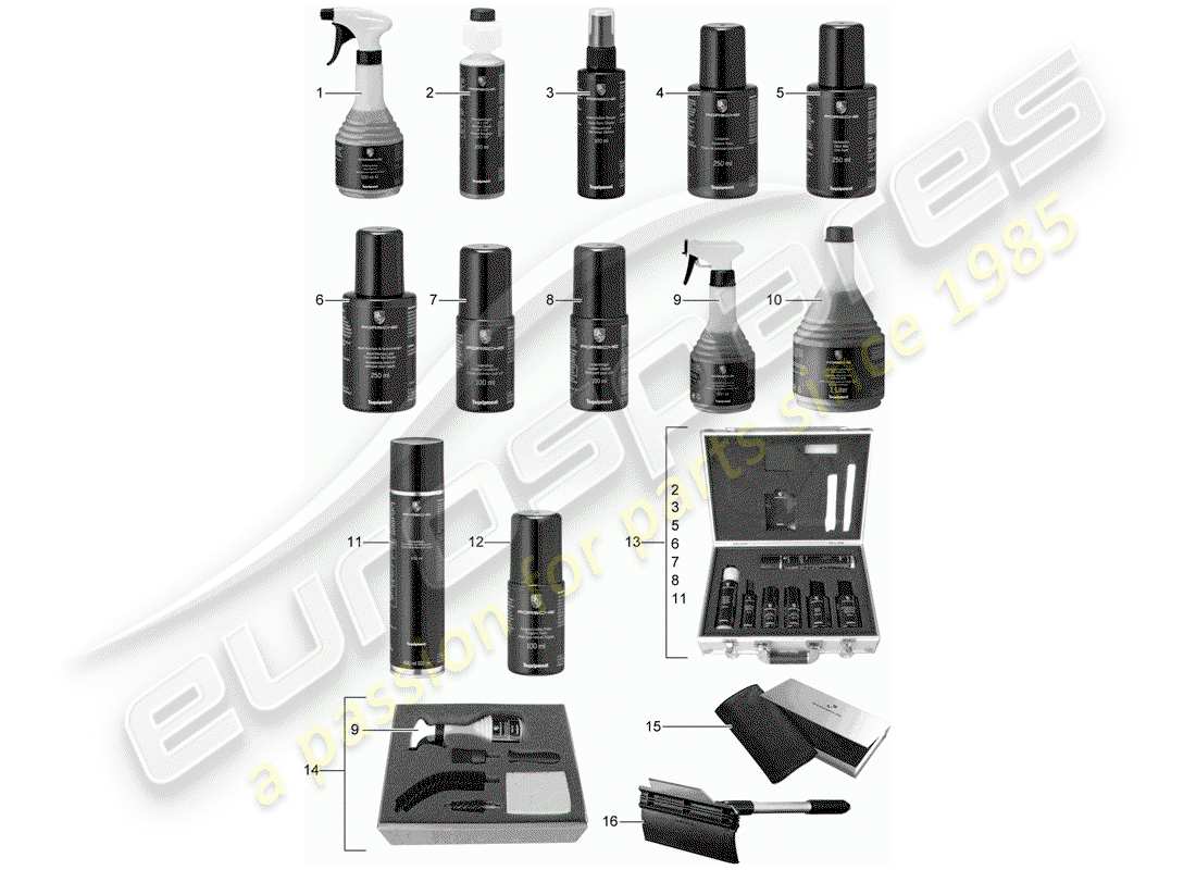 porsche 2012 (tequipment) agente di pulizia diagramma delle parti