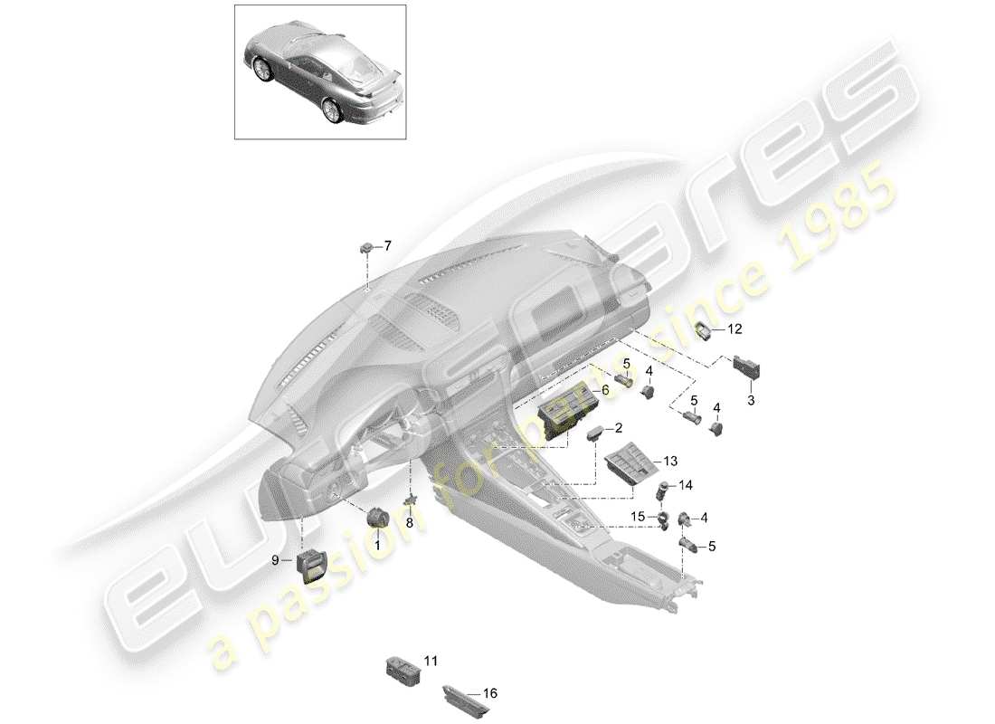 porsche 2020 (991-2 r/gt3/rs) interruttore diagramma delle parti