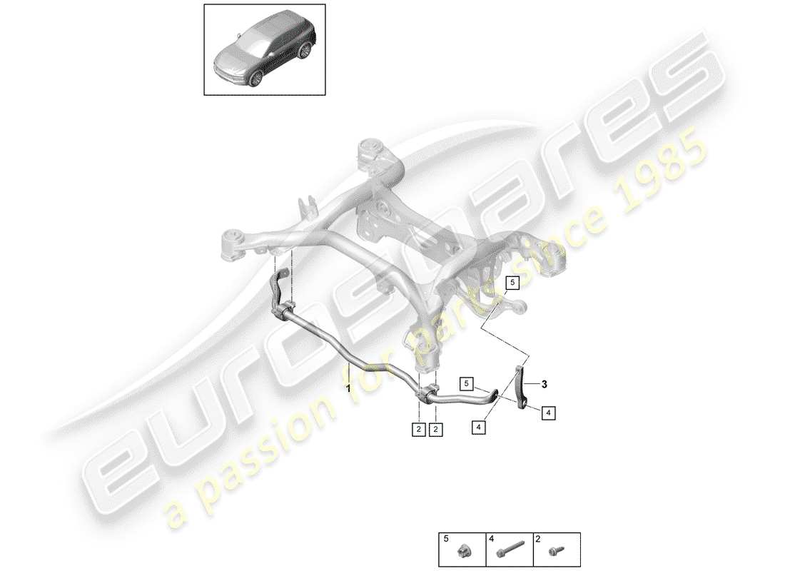 porsche 2019 (cayenne e3 9ya/9yb) stabilizzatore diagramma delle parti