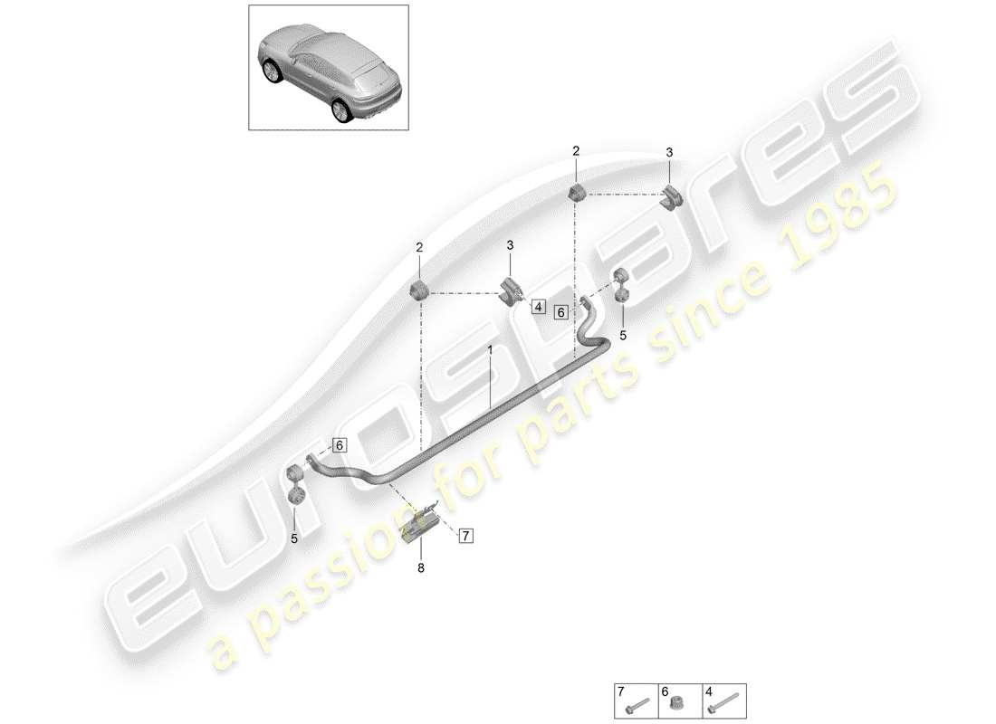 porsche 2019 (macan) stabilizzatore diagramma delle parti