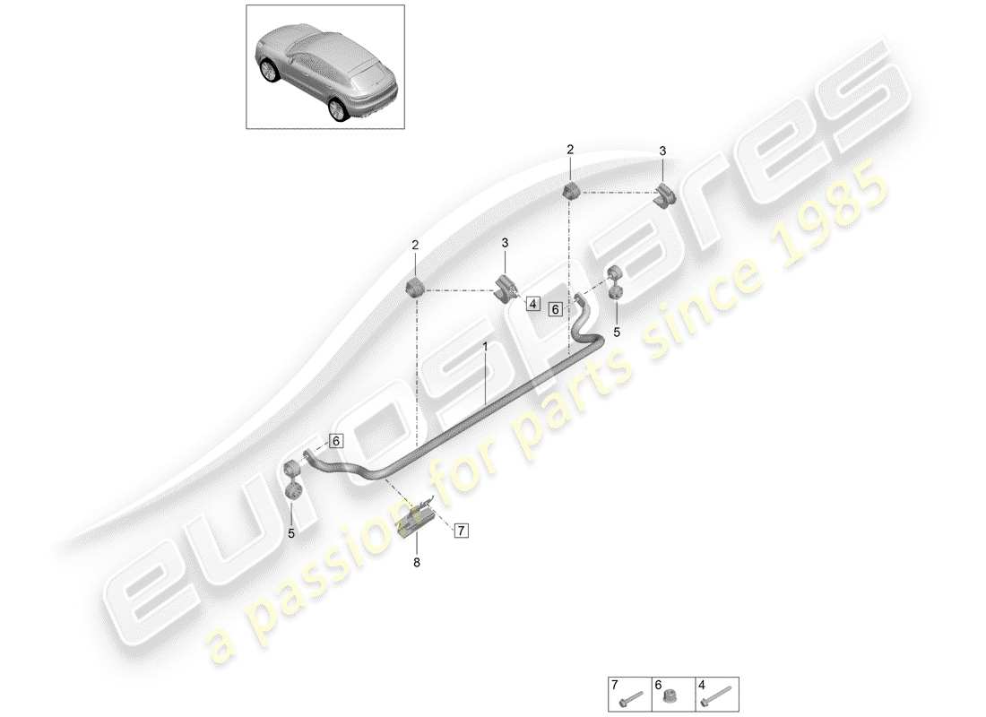 porsche macan (2019) diagramma delle parti stabilizzatore