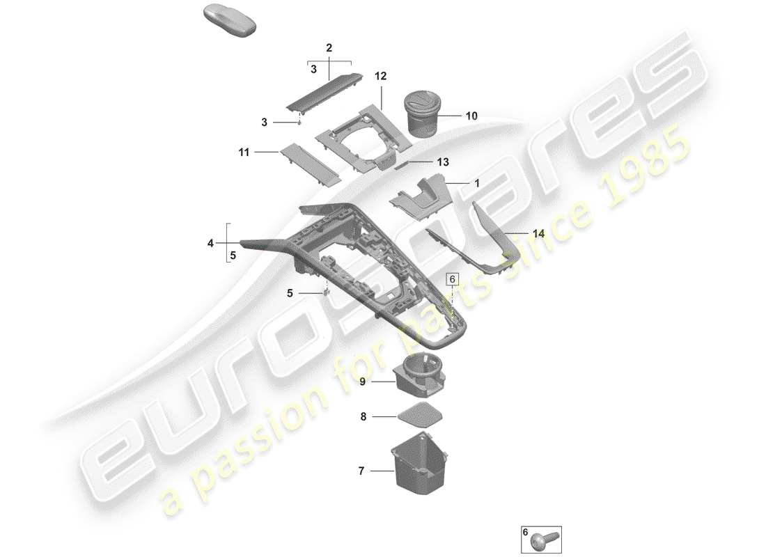 porsche 2020 (992-1) console centrale diagramma delle parti