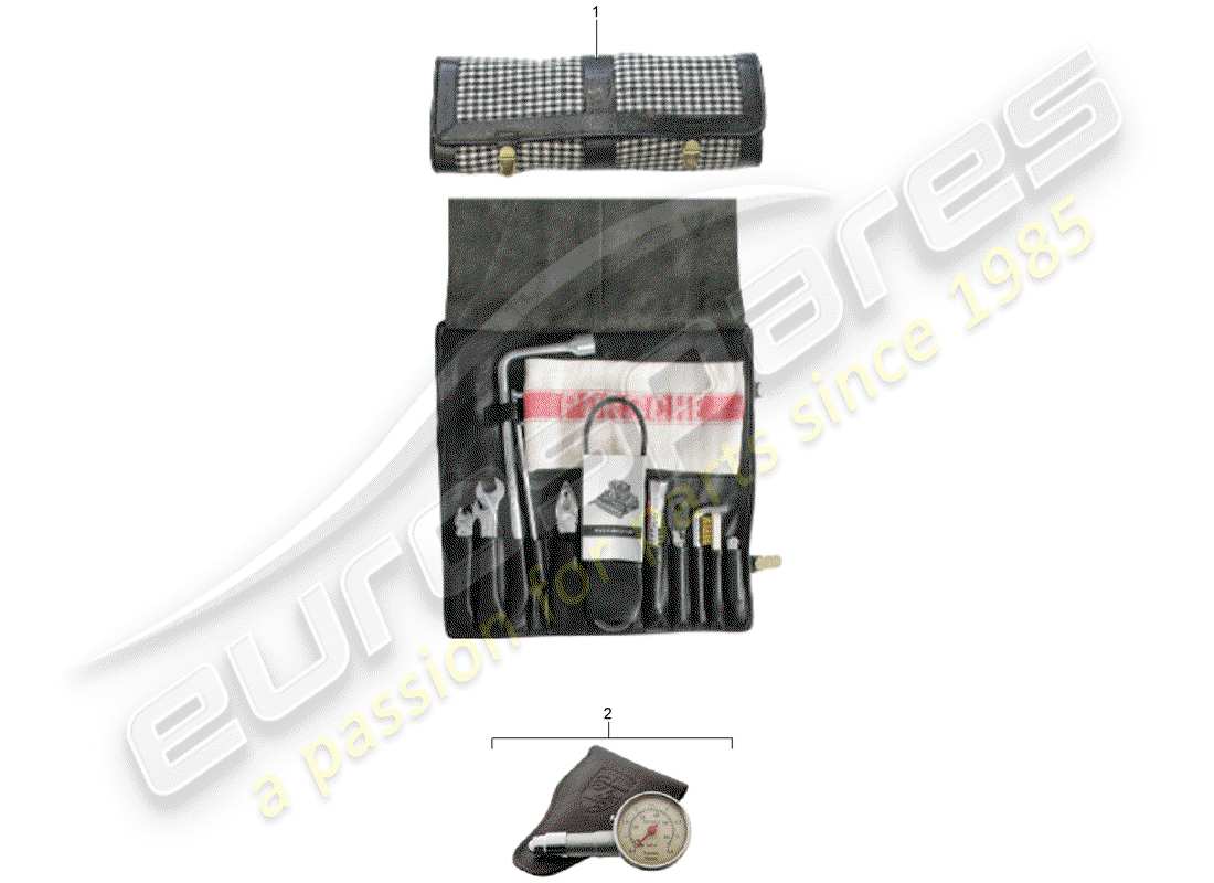 porsche 2011 (accessories) borsa kit attrezzi diagramma delle parti