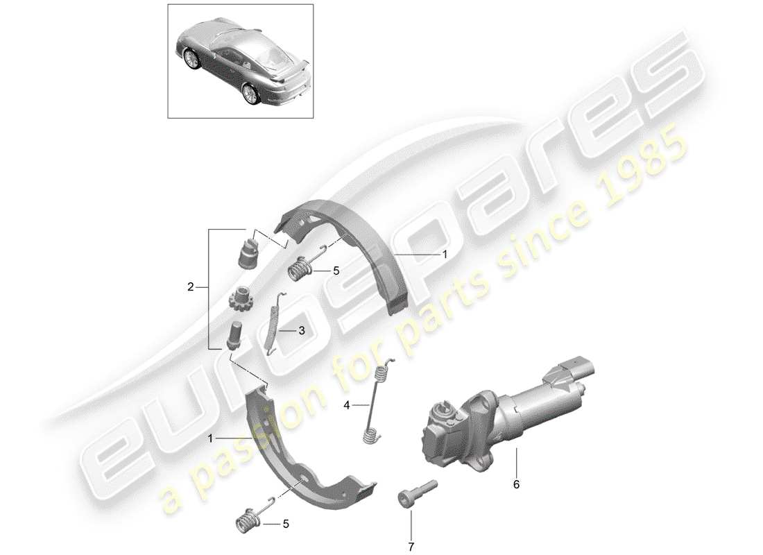 porsche 2019 (991-2 r/gt3/rs) schema delle parti del freno di stazionamento