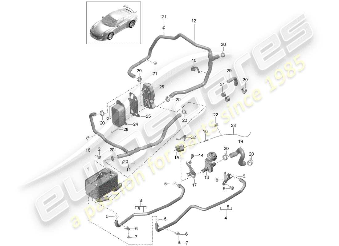 porsche 2019 (991-2 r/gt3/rs) - pdk - diagramma delle parti