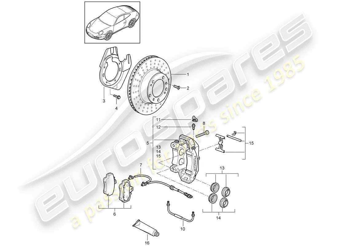 porsche 2011 (997-2) freni a disco diagramma delle parti