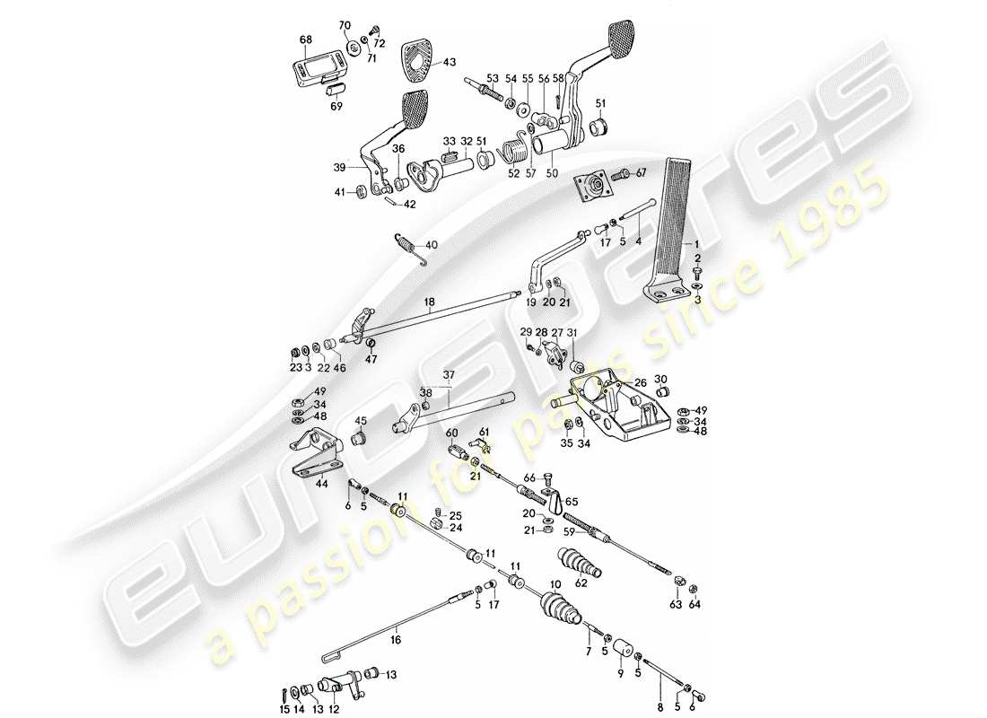 porsche 1977 (911) pedali diagramma delle parti