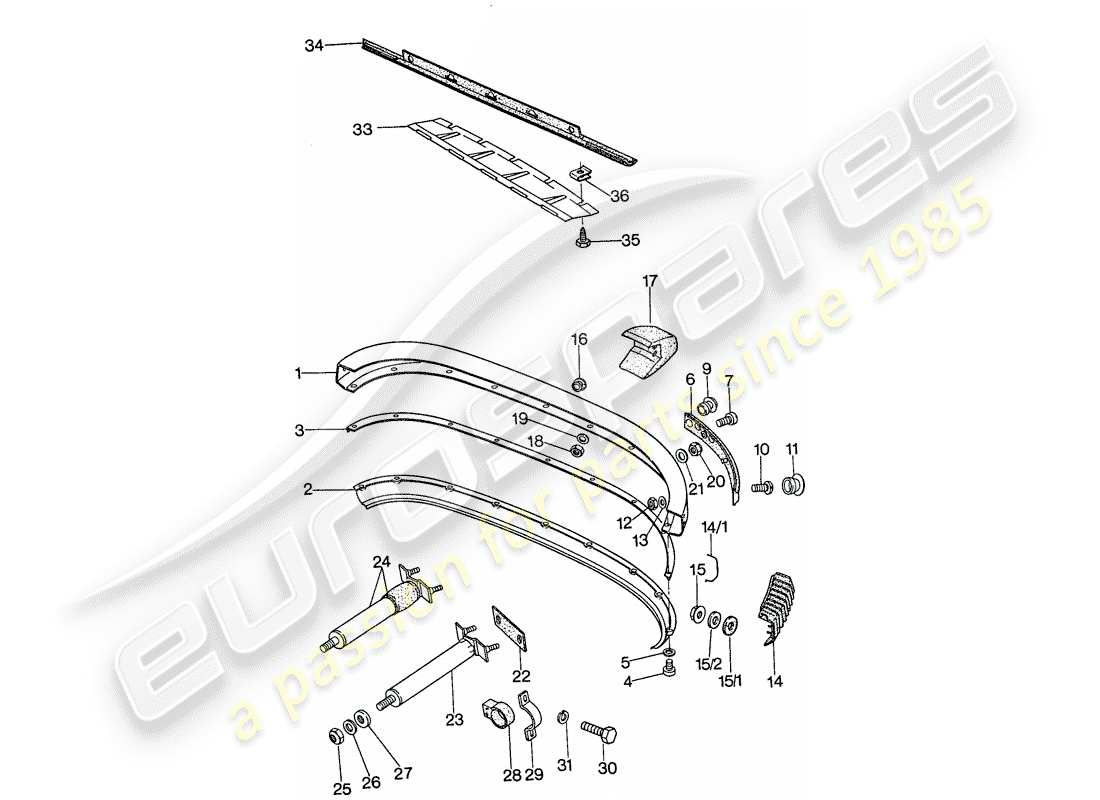 porsche 1976 (911) paraurti diagramma delle parti