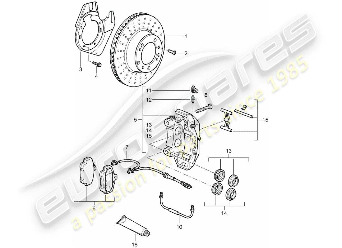 porsche 2005 (997-1) freni a disco diagramma delle parti