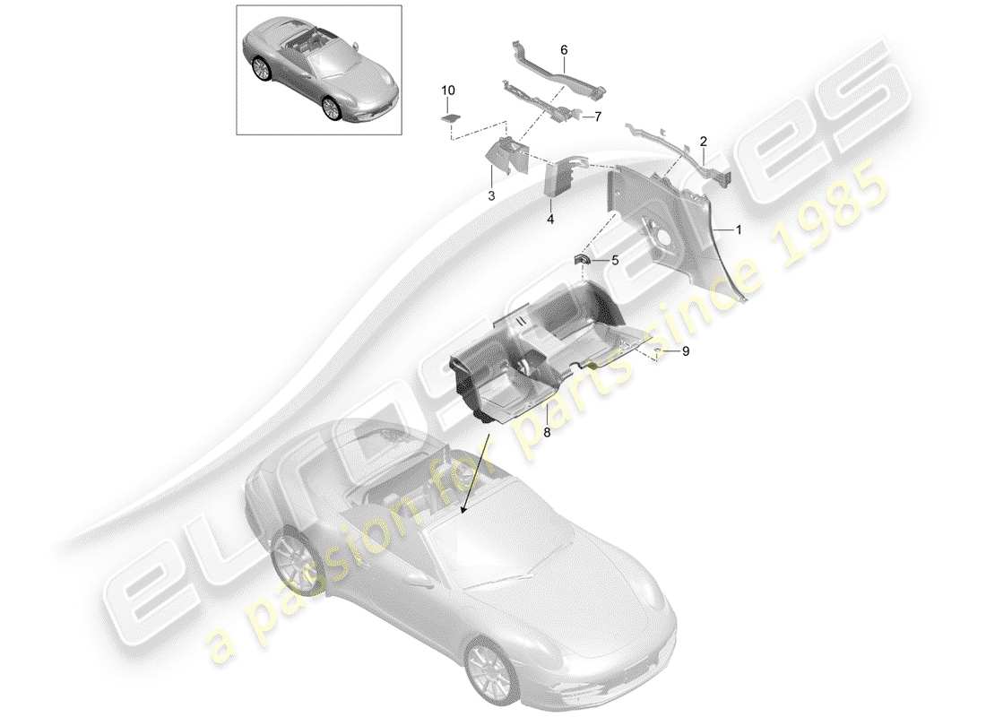 porsche 2015 (991-1) pannello di rivestimento laterale diagramma delle parti