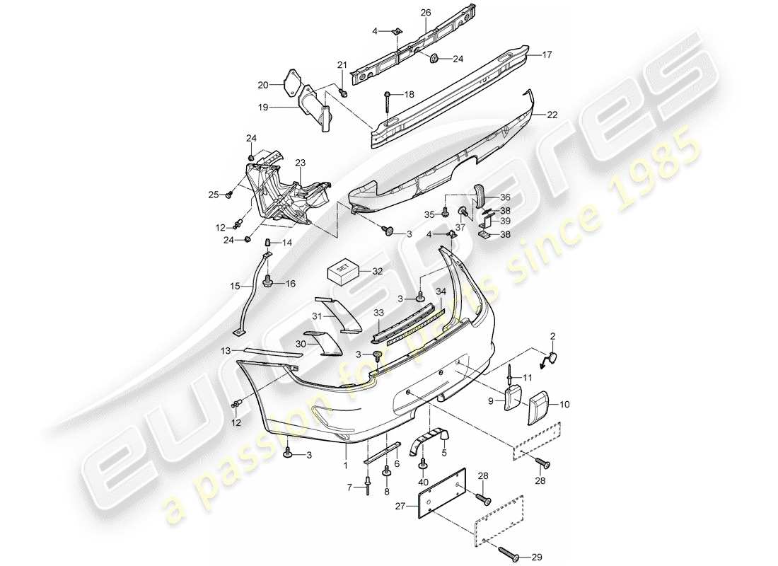 porsche 2007 (997-1 gt3) paraurti diagramma delle parti
