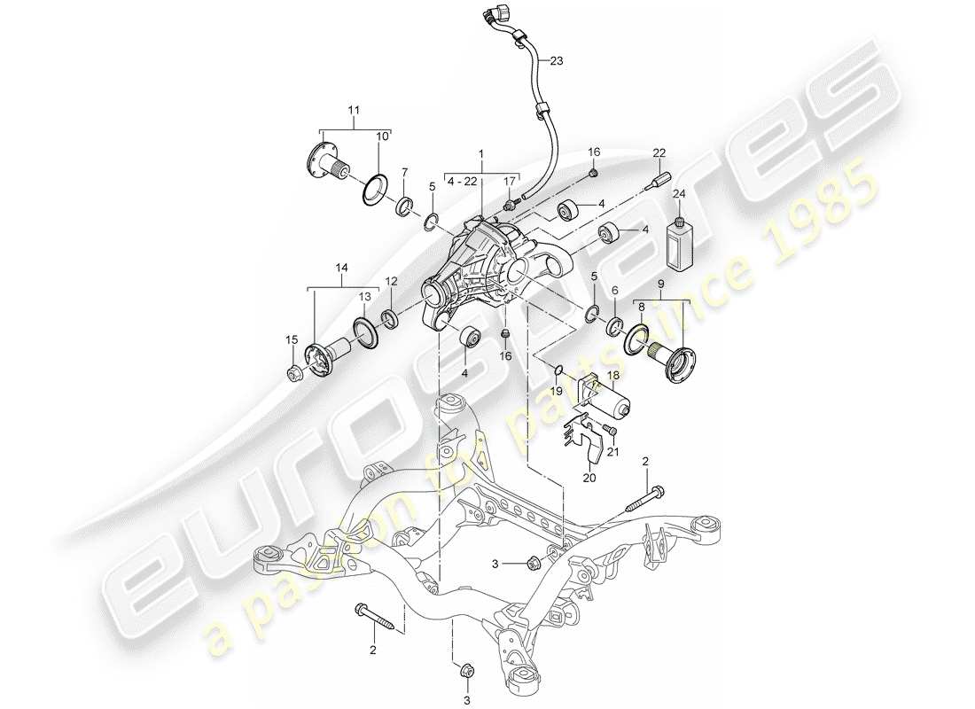 porsche 2003 (cayenne e1 9pa) differenziale assale posteriore schema delle parti