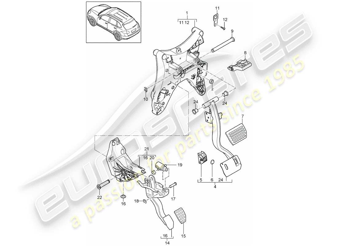 porsche 2014 (cayenne e2 92a) pedali schema delle parti
