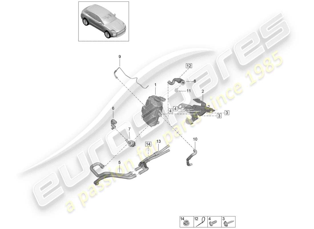 porsche 2020 (macan) riscaldatore aggiuntivo schema delle parti
