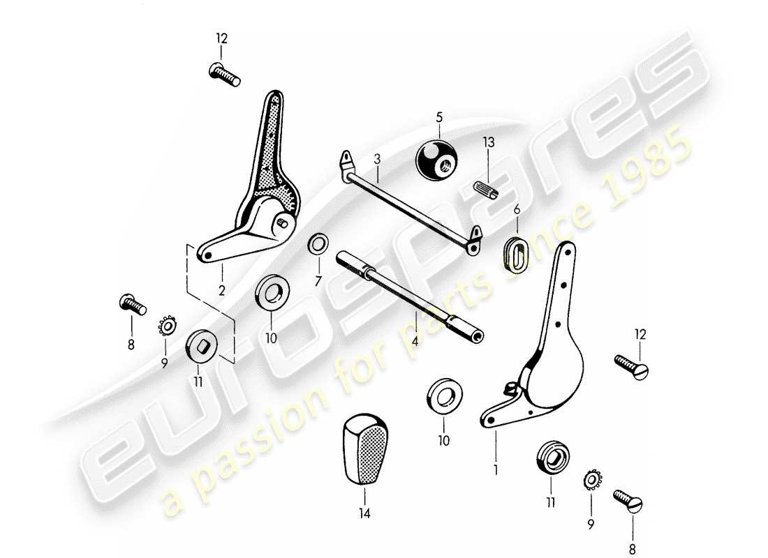 porsche 1963 (356b/356c) meccanismo del sedile reclinabile schema delle parti