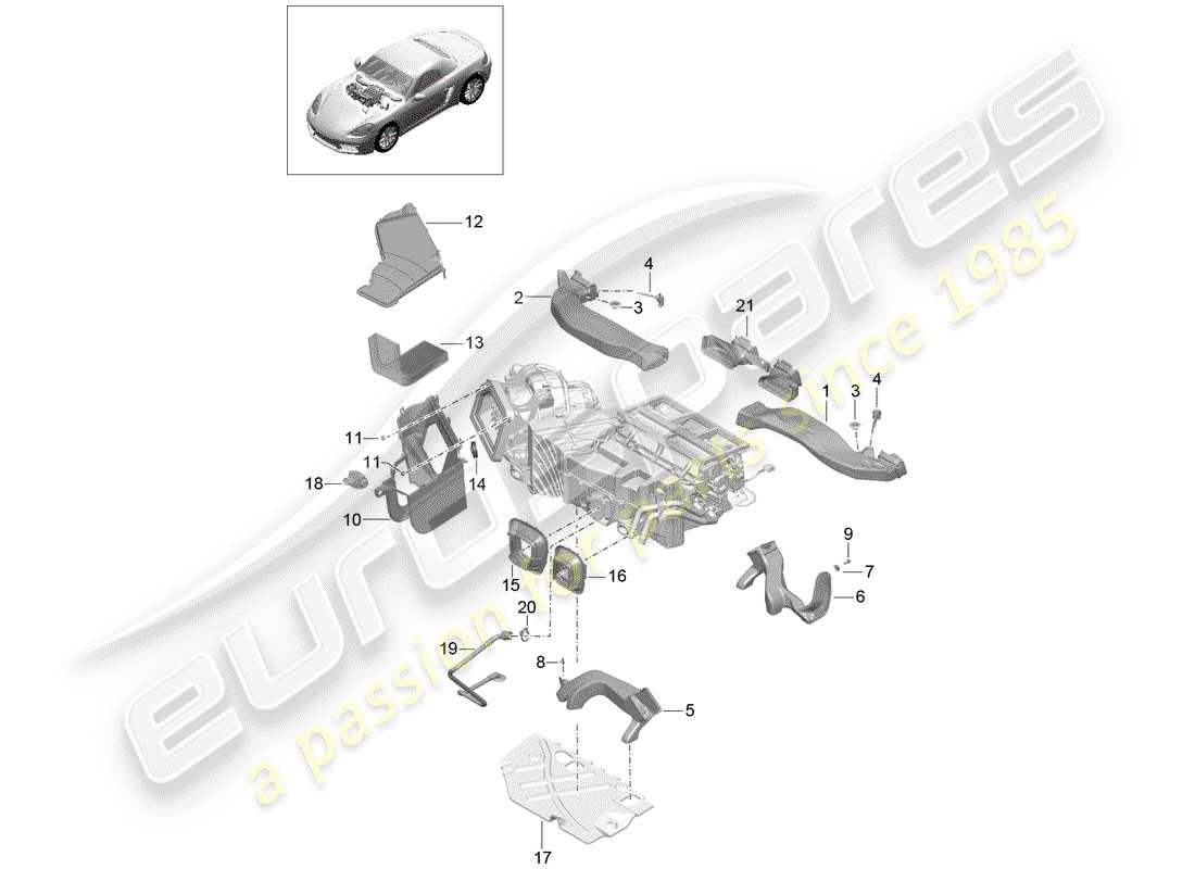 porsche 2020 (718 boxster) condotto dell'aria diagramma delle parti