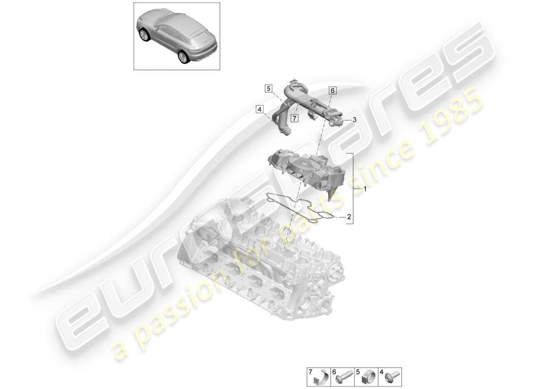 porsche 2019 (macan) separatore d'olio diagramma delle parti