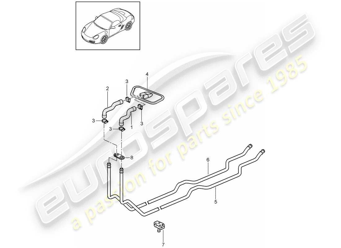 porsche 2009 (987 boxster) sistema di riscaldamento 1 schema delle parti