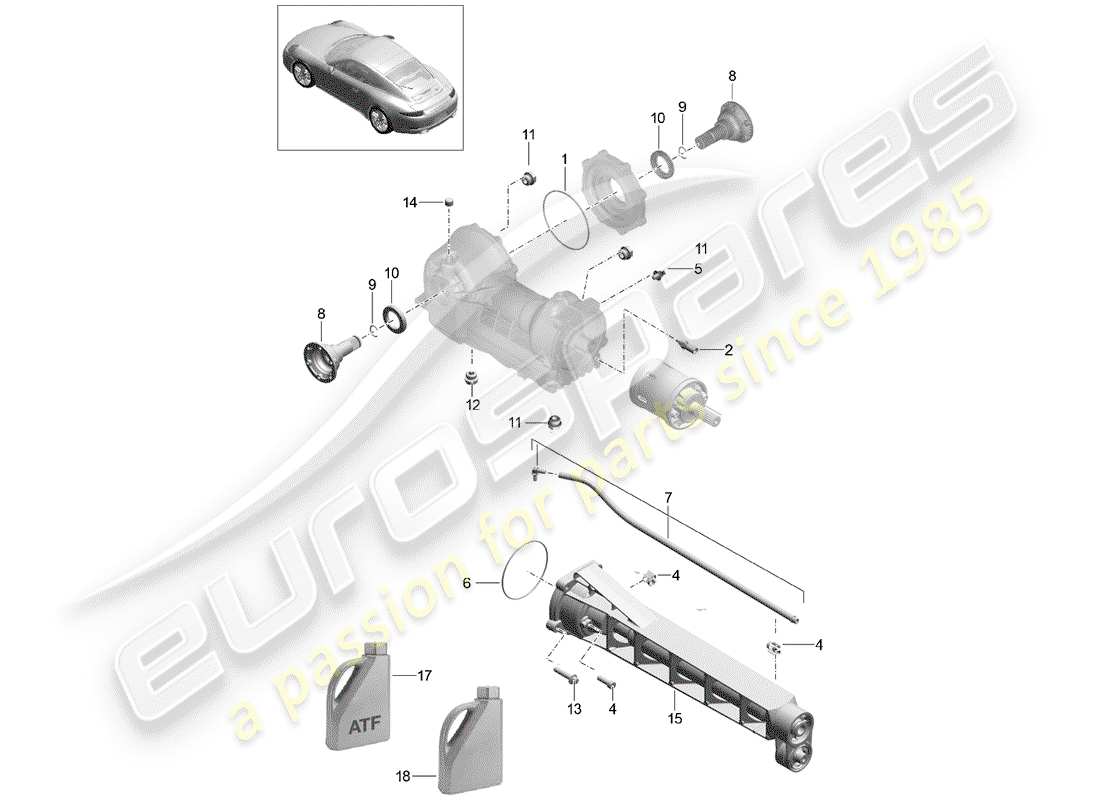 porsche 2015 (991-1) differenziale assale anteriore diagramma delle parti