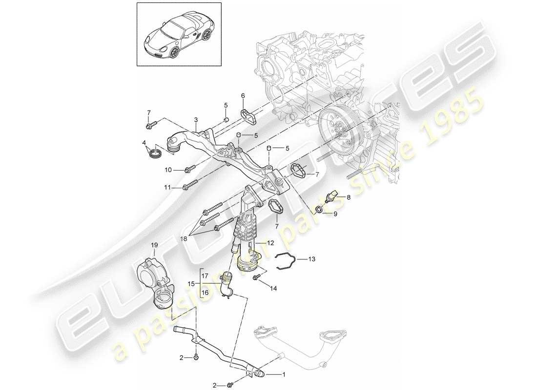 porsche 2012 (987 boxster) sottotelaio diagramma delle parti