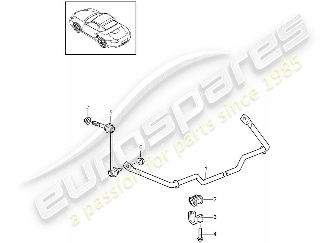 porsche 2012 (987 boxster) stabilizzatore diagramma delle parti