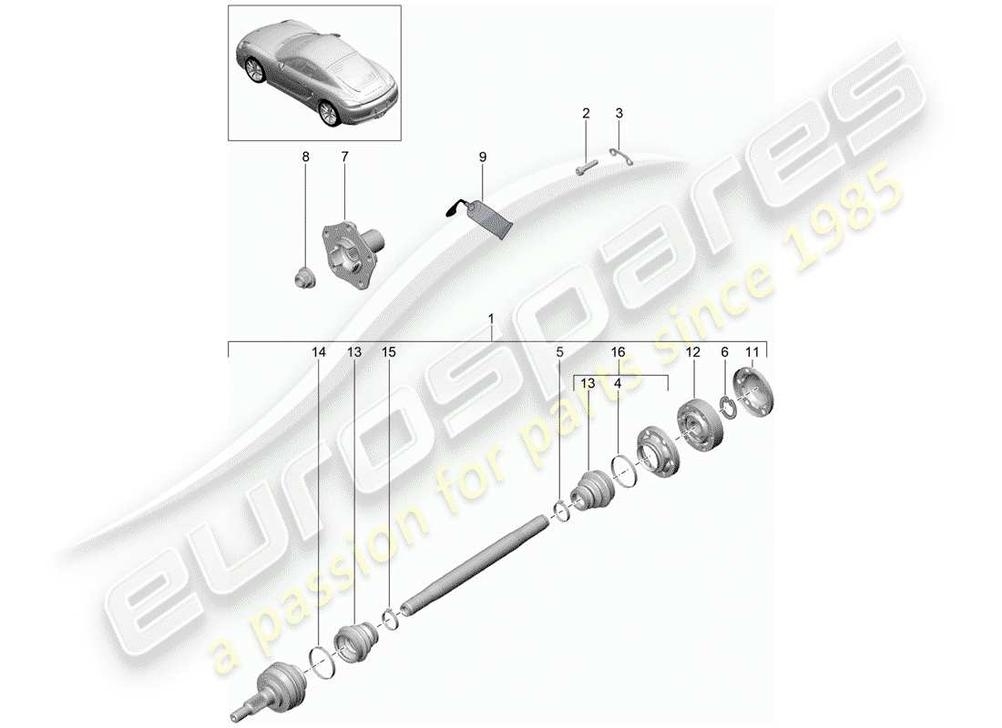 porsche 2016 (981 cayman) albero di trasmissione diagramma delle parti