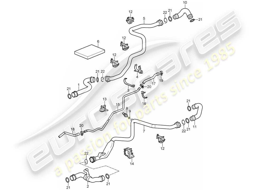 porsche 2007 (997-1 gt3) raffreddamento ad acqua 1 diagramma delle parti