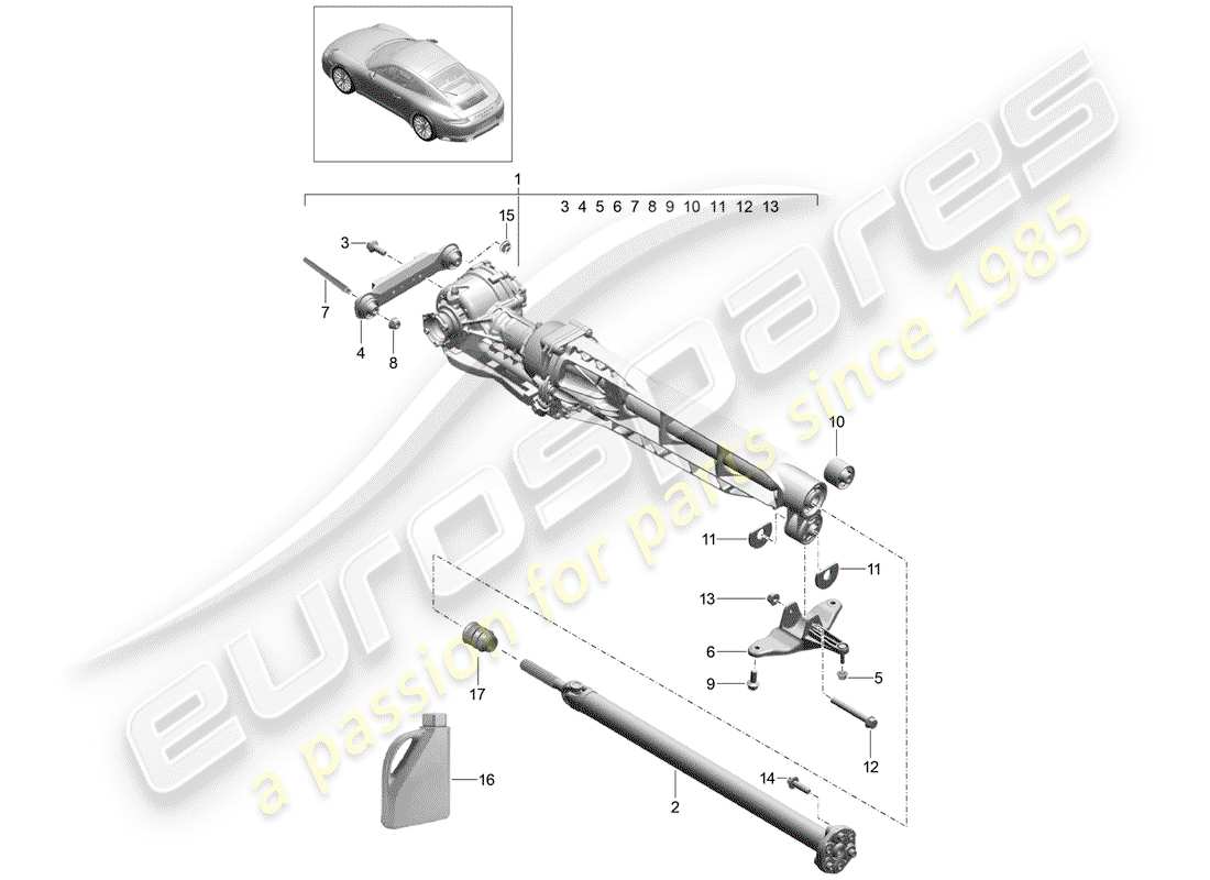 porsche 2017 (991-2) differenziale assale anteriore diagramma delle parti