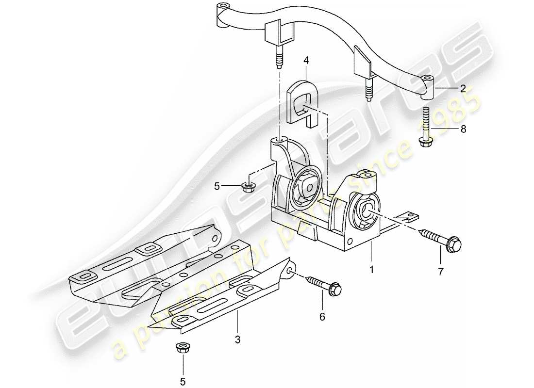 porsche 2002 (996 turbo / gt2) sospensione della trasmissione diagramma delle parti